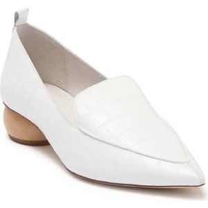 Jeffrey Campbell Viona White Loafers Croc Embossed Leather Size 7.5 NWOB